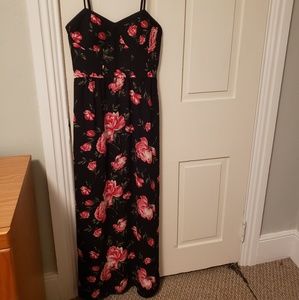 Black and pink roses dress